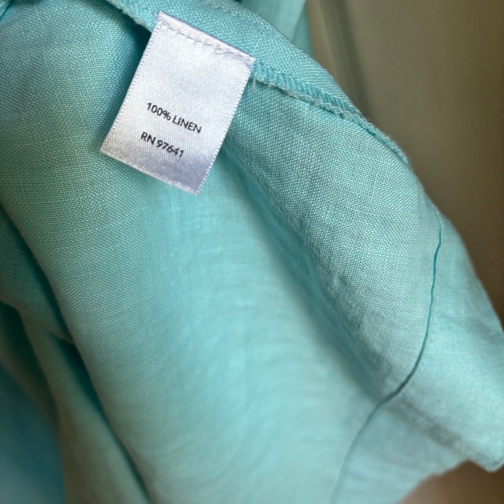 J. Jill Women Turquoise Blue 100% Linen Sleeveless Scoop Neck Shift Dress Large - Picture 4 of 6